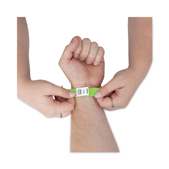 Crowd Management Wristbands, Sequentially Numbered, 9.75" x 0.75", Neon Green, 500/Pack