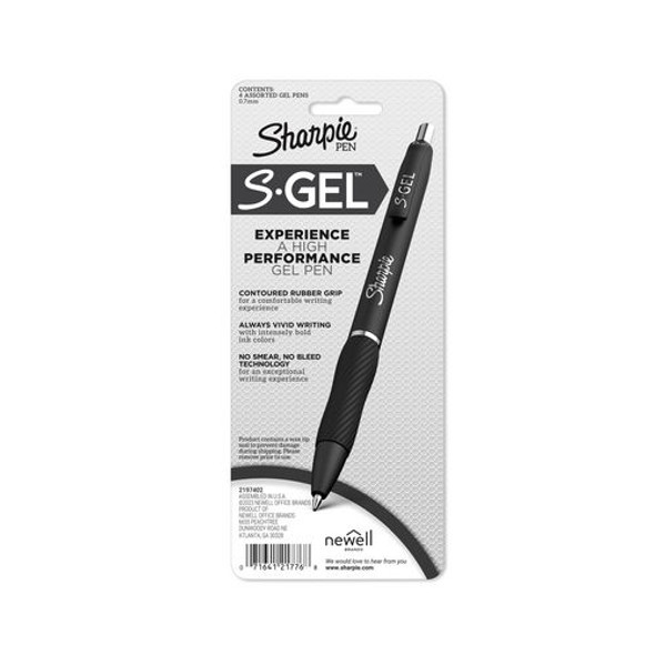 S-Gel Fashion Barrel Gel Pen, Retractable, Medium 0.7 mm, Assorted Ink Colors, White Barrel, 4/Pack