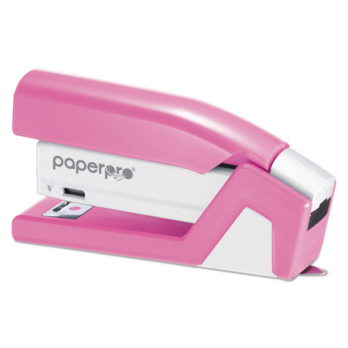 InCourage Spring-Powered Compact Stapler with Antimicrobial Protection, 20-Sheet Capacity, Pink/Gray
