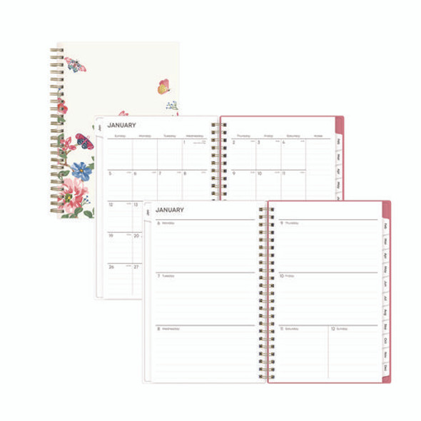 Fly By Frosted Weekly/Monthly Planner, Butterflies Artwork, 8 x 5, Blush/Pink Cover, 12-Month (Jan to Dec): 2025