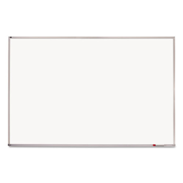 Porcelain Magnetic Whiteboard, 96" x 48", White Surface, Satin Aluminum Frame