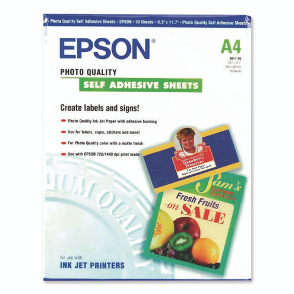 Photo-Quality Self Adhesive Paper, 8.38 x 11.75, Matte White, 10/Pack