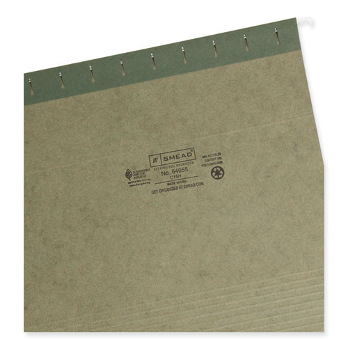 Hanging Folders, Letter Size, 1/5-Cut Tabs, Standard Green, 25/Box