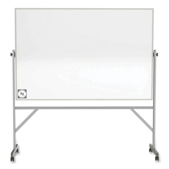 Reversible Magnetic Hygienic Porcelain Whiteboard with Aluminum Frame, 96" x 48", White Surface, Satin Aluminum Frame
