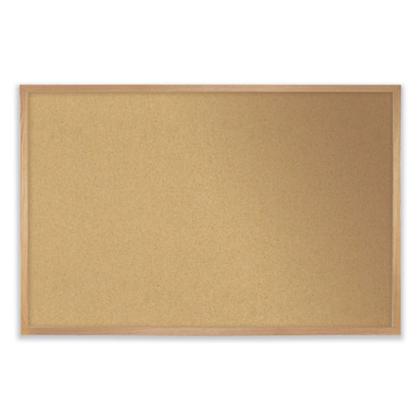 Aluminum-Frame Natural Corkboard, 36" x 24", Tan Surface, Satin Aluminum Frame