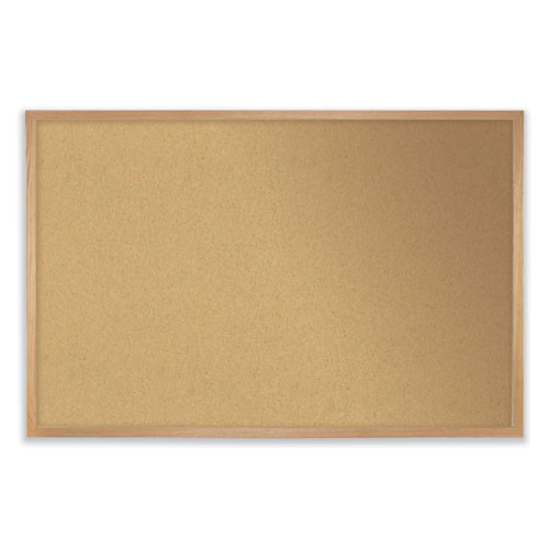 Aluminum-Frame Natural Corkboard, 36" x 24", Tan Surface, Satin Aluminum Frame