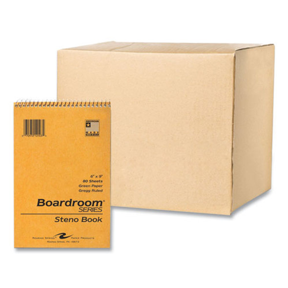 Boardroom Series Steno Pad, Gregg Ruled, Brown Cover, 80 Green 6 x 9 Sheets, 72 Pads/Carton