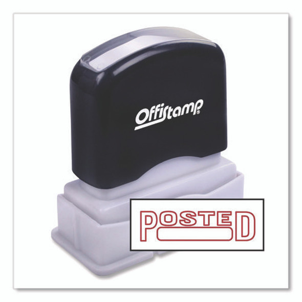 Pre-Inked Message Stamp with Blank Date Box, POSTED, 1.63" x 0.38", Red Ink