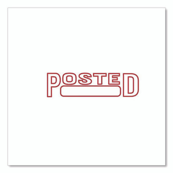 Pre-Inked Message Stamp with Blank Date Box, POSTED, 1.63" x 0.38", Red Ink
