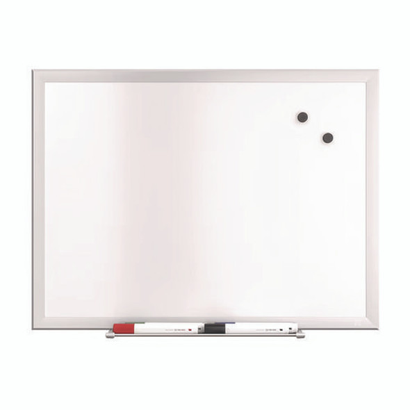 Magnetic Steel Dry Erase Board, 18" x 24", White Surface, Gray/Natural Aluminum Frame