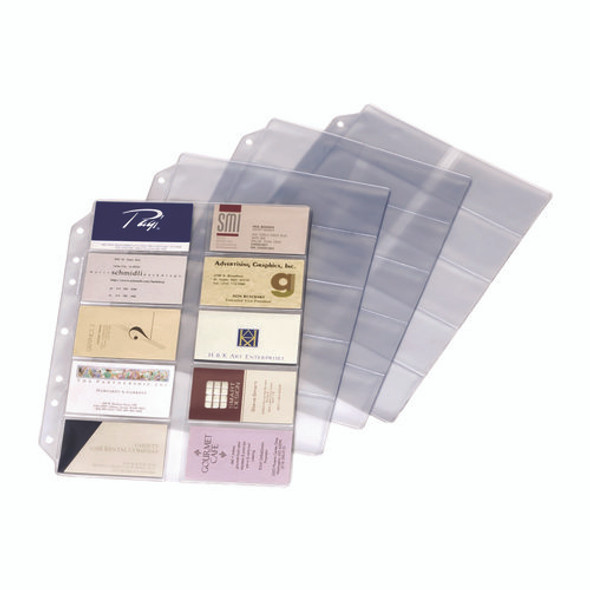 Poly Business Card Refill Pages, Clear, 20 Cards/Sheet, 10 Sheets/Pack