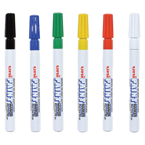 Permanent Marker, Fine Bullet Tip, Assorted Colors, 6/Set