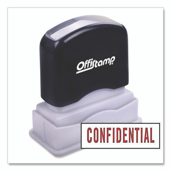 Pre-Inked Message Stamp, CONFIDENTIAL, 1.63" x 0.38", Red Ink