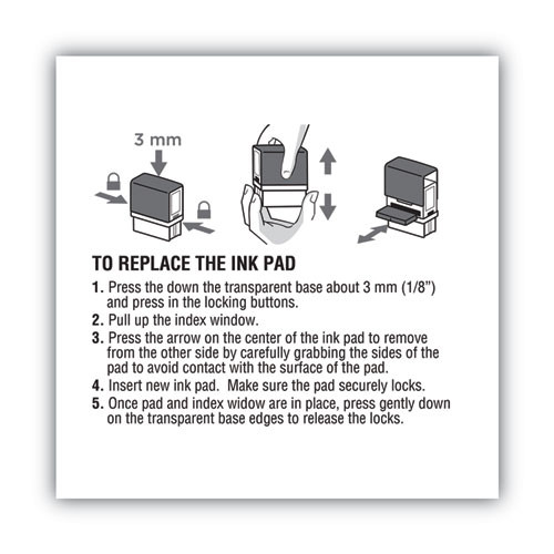 Replacement Ink Pad for 2000PLUS 1SI15P, 3" x 0.25", Black