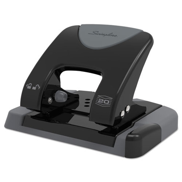 20-Sheet SmartTouch Two-Hole Punch, 9/32" Holes, Black/Gray
