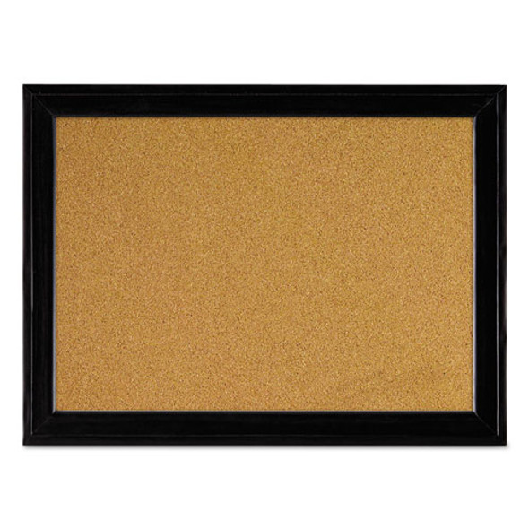 Cork Bulletin Board with Black Frame, 17" x 11", Tan Surface, Black Fiberboard (MDF) Frame