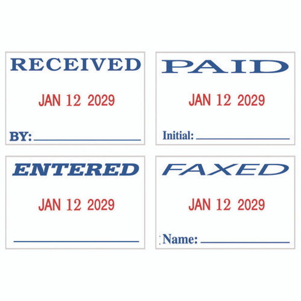 Economy Message Dater, 4 Messages, Red/Blue, 1.75 x 0.94