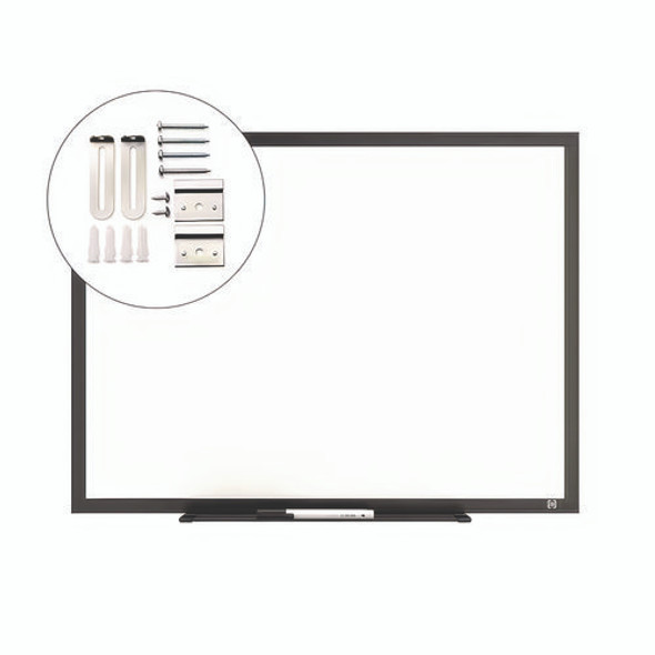 Melamine Dry Erase Board, 24" x 18", White Surface, Black Aluminum Frame