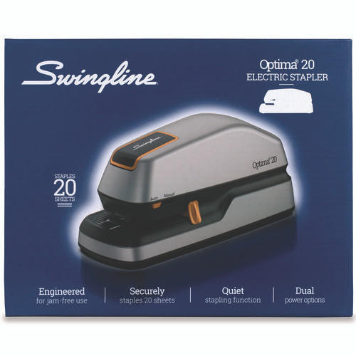 Optima 20 Electric Stapler, 20-Sheet Capacity, Silver