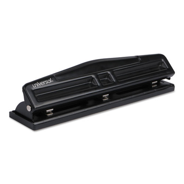 12-Sheet Deluxe Two- and Three-Hole Adjustable Punch, 9/32" Holes, Black
