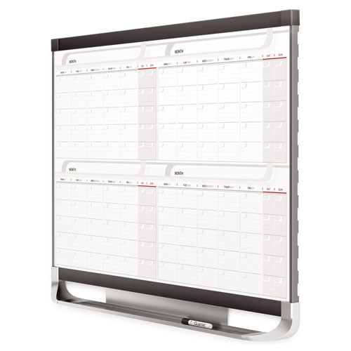 Prestige 2 Magnetic Total Erase Four-Month Calendar, 48" x 36", White Surface, Graphite Gray Fiberboard/Plastic Frame