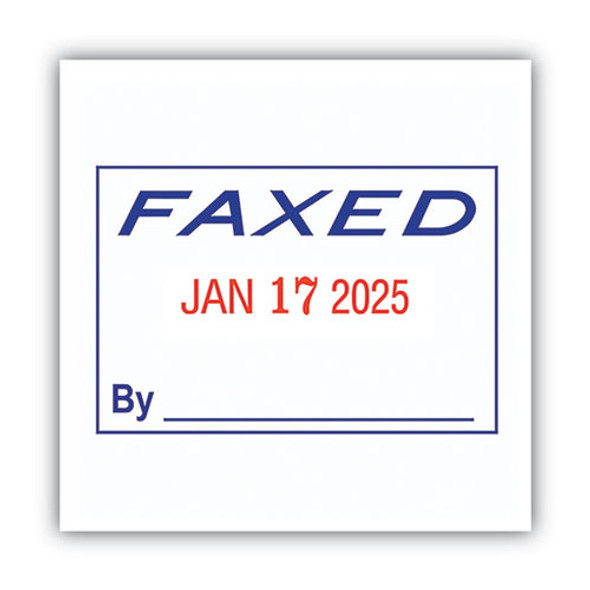 Model S 360 Two-Color Message Dater, 1.75 x 1, "Faxed," Self-Inking, Blue/Red