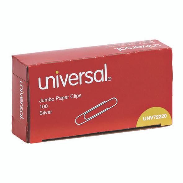 Paper Clips, Jumbo, Smooth, Silver, 100 Clips/Box, 10 Boxes/Pack