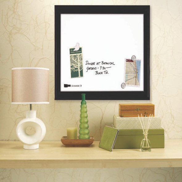 Home Decor Magnetic Dry Erase Board, 23" x 17", White Surface, Black Wood Frame