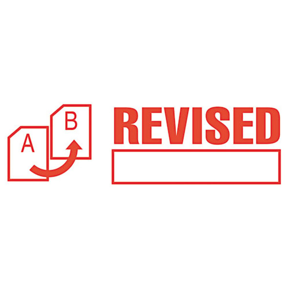 Pre-Inked Shutter Stamp, Red, REVISED, 1.63 x 0.5