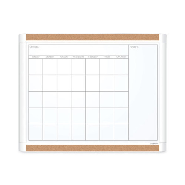 PINIT Magnetic Dry Erase Calendar, Monthly Planning/Scheduling, 20" x 16", White Surface, White Plastic Frame