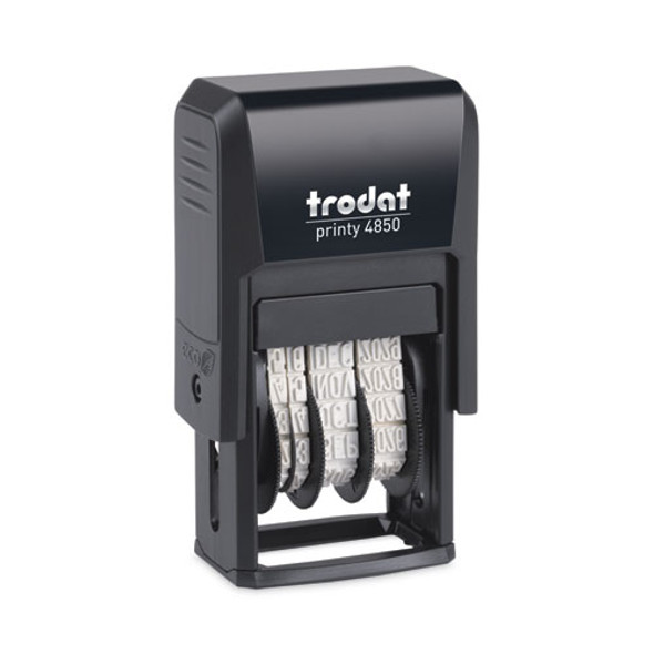 Printy Custom Self-Inking Dater, 1" x 0.19", Black/Blue/Red