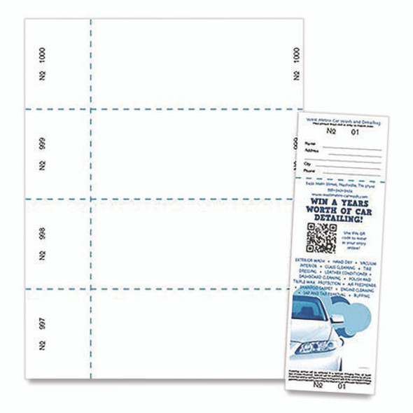 Jumbo Micro-Perforated Event/Raffle Ticket, 90 lb Index Weight, 8.5 x 11, White, 4 Tickets/Sheet, 250 Sheets/Pack