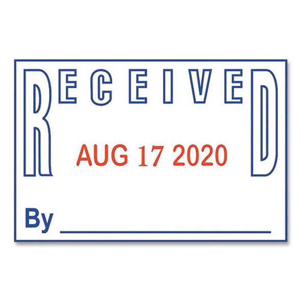 Model S 360 Self-Inking Two-Color Message Dater, 5 Years, ENTERED/FAXED/PAID/RECEIVED, 1.81" x 1.25", Blue/Red Ink