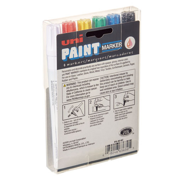 Permanent Marker, Medium Bullet Tip, Assorted Colors, 6/Set