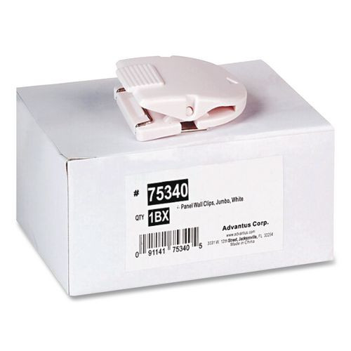 Wall Clips for Fabric Panels, 60 Sheet Capacity, White, 10/Box