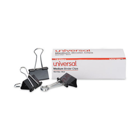 Binder Clips, Medium, Black/Silver, 12/Box