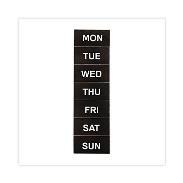 Heavy-Duty Board Magnet Labels, Days of the Week (Monday-Sunday), 1" Tall, White Characters, Black Background, 7/Pack