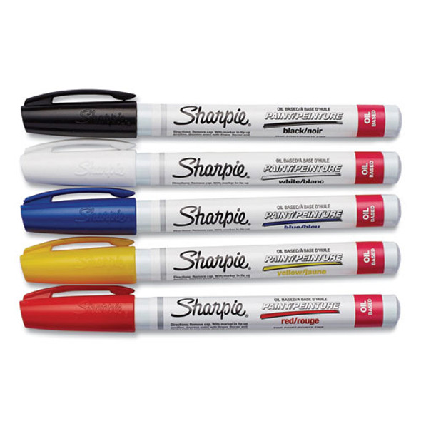 Permanent Paint Marker, Fine Bullet Tip, Assorted Colors, 5/Pack