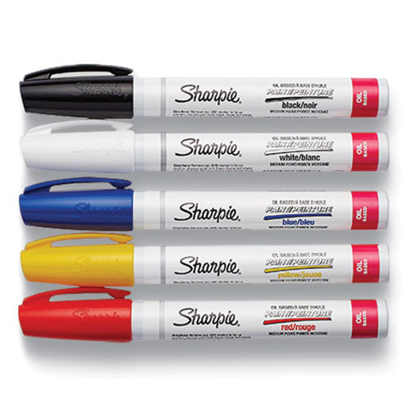 Permanent Paint Marker, Medium Bullet Tip, Assorted Colors, 5/Pack