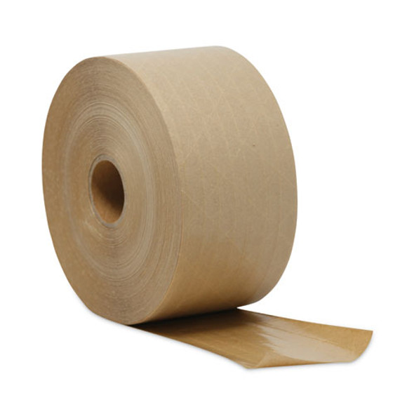 Glass-Fiber Reinforced Gummed Kraft Sealing Tape, 3" Core, 3" x 375 ft, Brown, 8/Carton