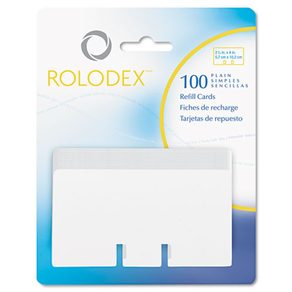 Plain Unruled Refill Card, 2.25 x 4, White, 100 Cards/Pack