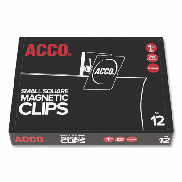Magnetic Clips, 0.88" Jaw Capacity, Silver, 12/Pack