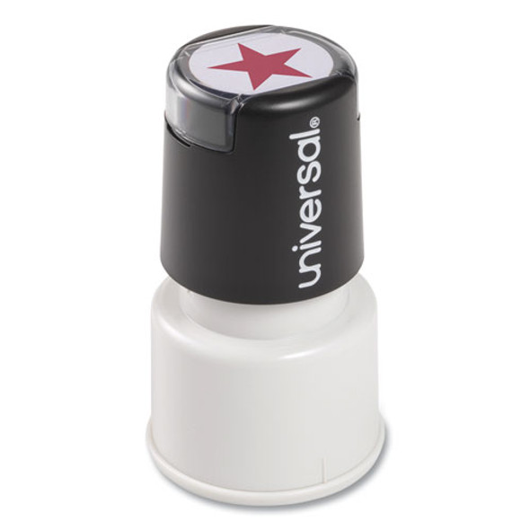 Round Message Stamp, STAR, Pre-Inked/Re-Inkable, Red