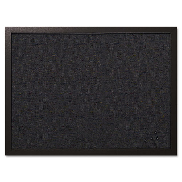 Designer Fabric Bulletin Board, 24" x 18", Black Surface, Black Fiberboard (MDF) Frame