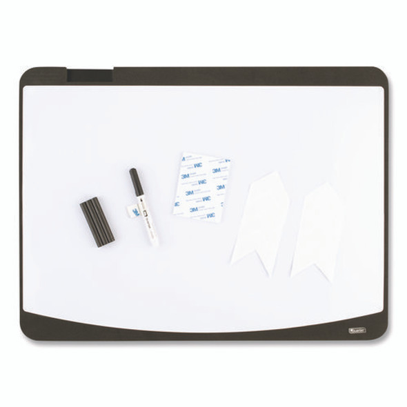 Tack/Write Dry Erase Marker Board, 25.5" x 17.5", Black/White Surface, Black Plastic Frame