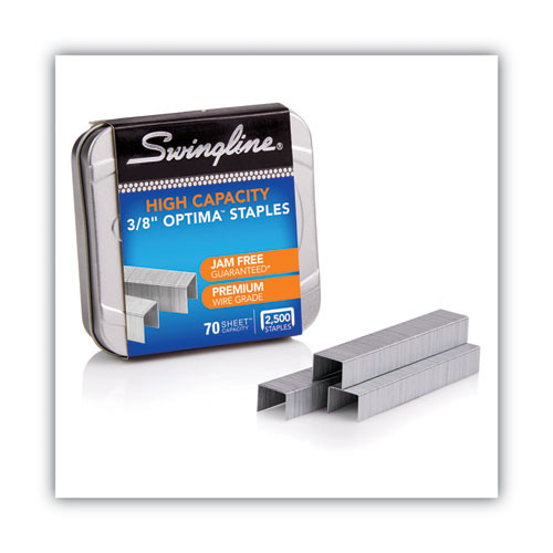 Optima High-Capacity Staples, 0.38" Leg, 0.5" Crown, Steel, 125/Strip, 20 Strips/Box