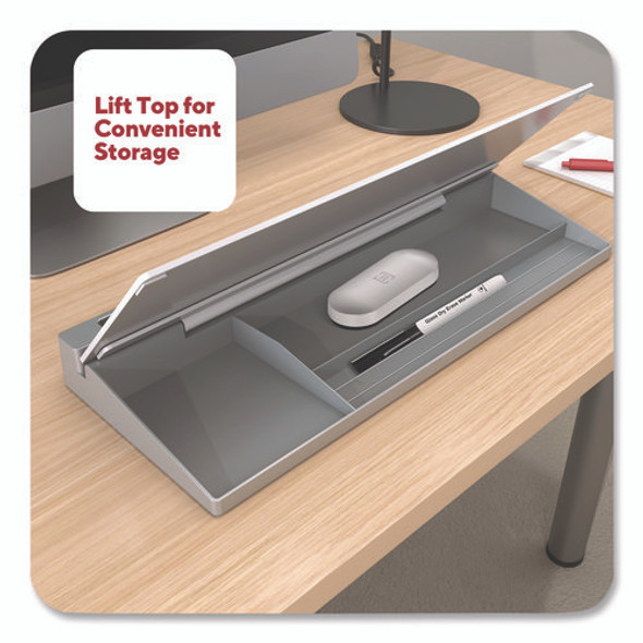 Glass Desktop Dry Erase Board, 18.1" x 5.9", White Surface, Aluminum Frame