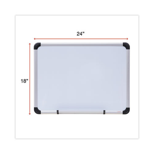 Magnetic Steel Dry Erase Marker Board, 24" x 18", White Surface, Satin Aluminum Frame