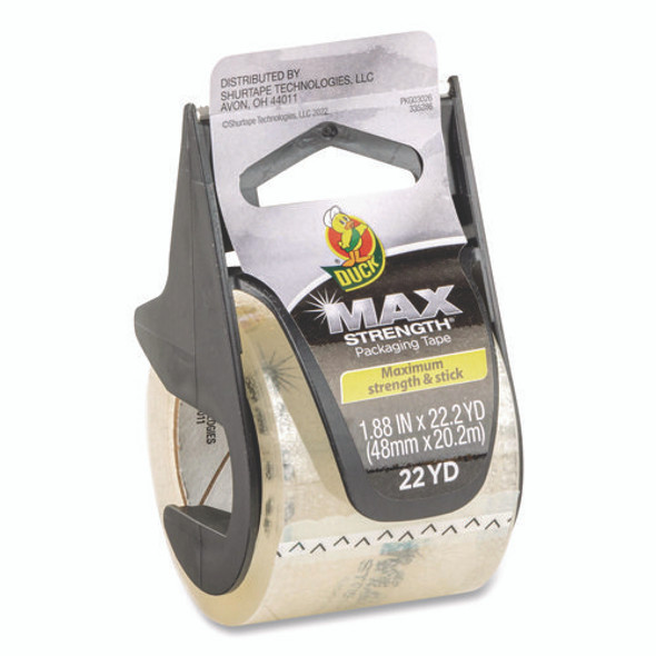MAX Packaging Tape with Dispenser, 1.5" Core, 1.88" x 22 yds, Crystal Clear, 6/Box