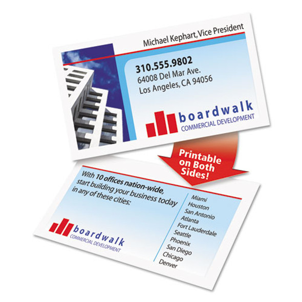 Clean Edge Business Cards, Laser, 2 x 3.5, White, 400 Cards, 10 Cards/Sheet, 40 Sheets/Box